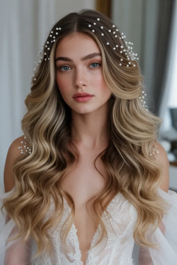 Long Loose Waves with Hair Accessories