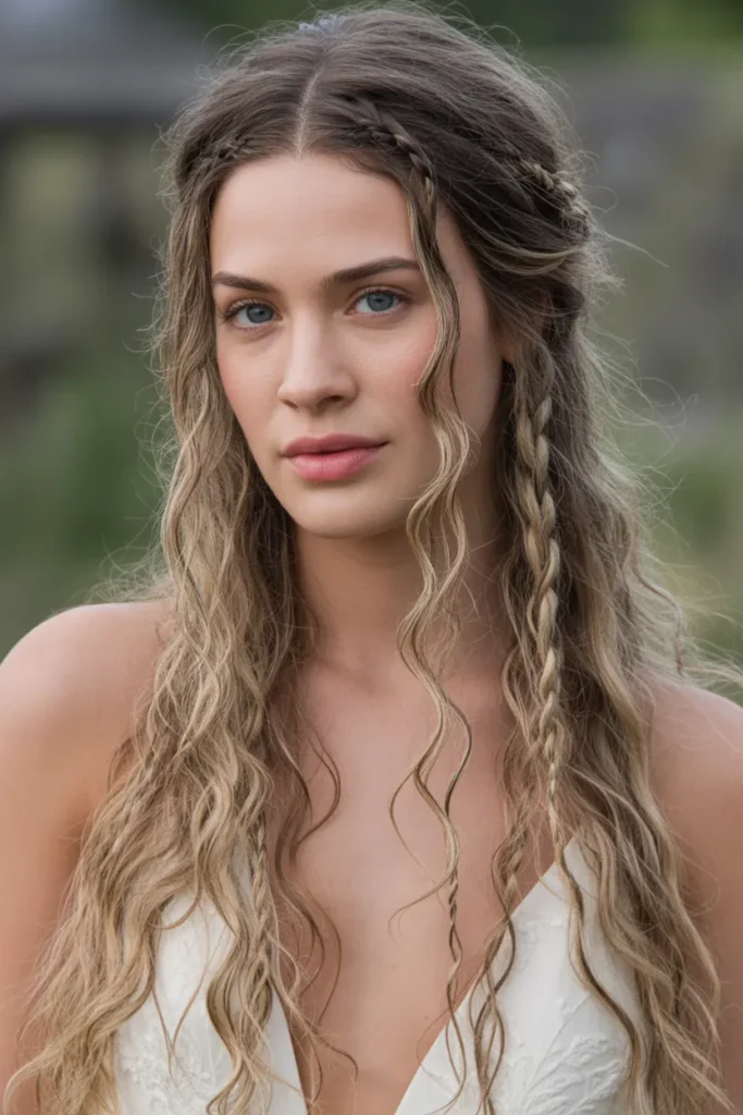Loose Boho Waves with Braids