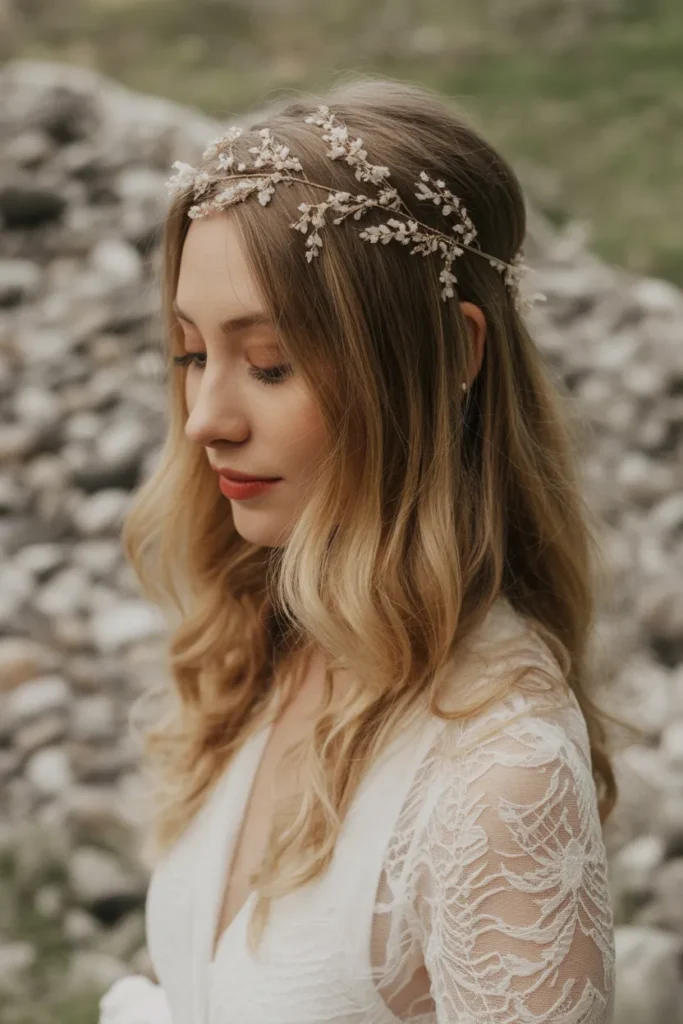 Loose Boho Waves with Halo Tiara