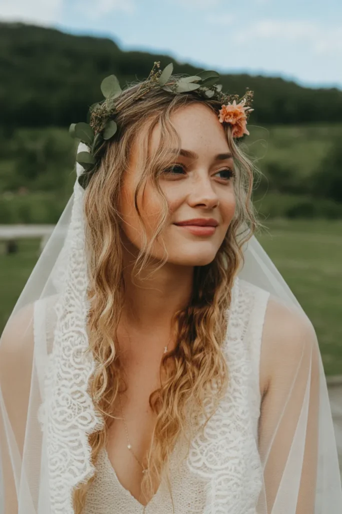 Loose Boho Waves with Veil