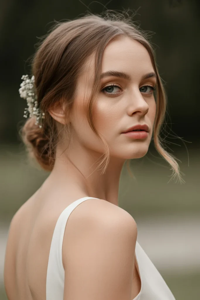 Loose Bun with Floral Accents