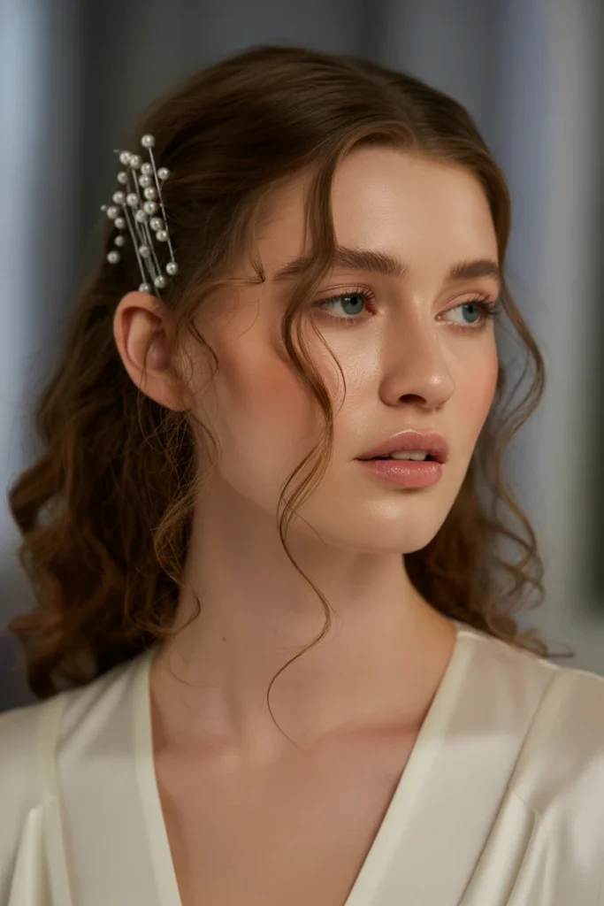 Loose Curls with Pearl Accents