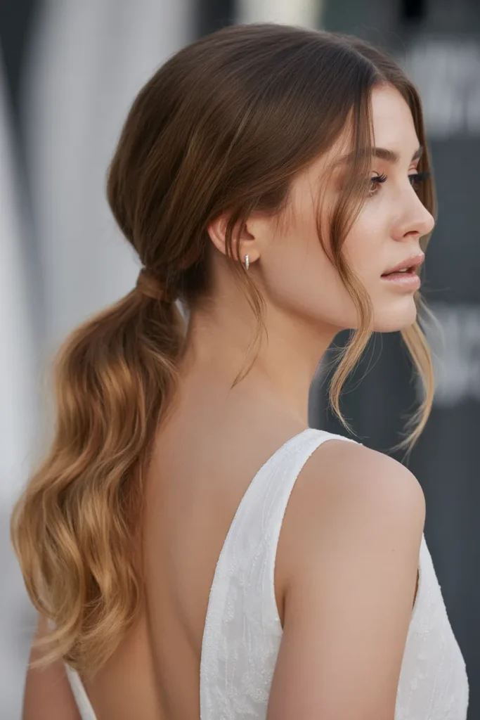 Loose Low Ponytail with Tendrils