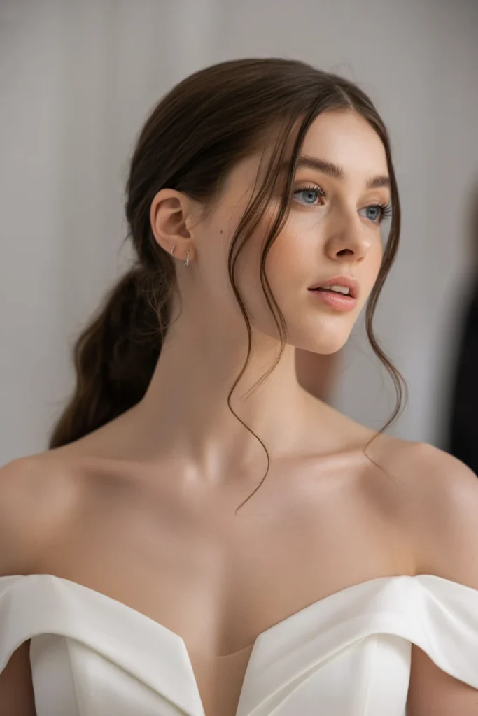 Loose Low Ponytail with Tendrils