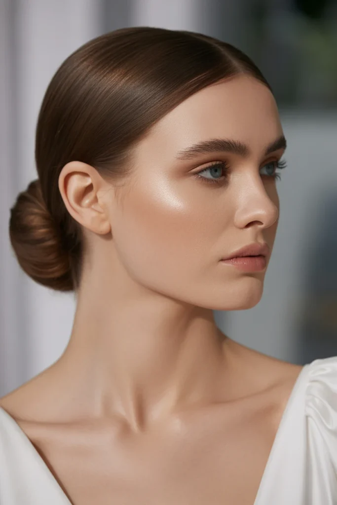 Low Bun with Side Part