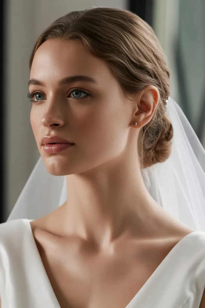 Low Bun with Veil Placement