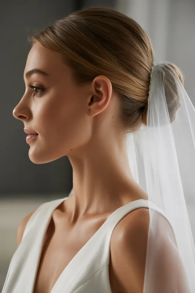 Low Bun with Veil Placement