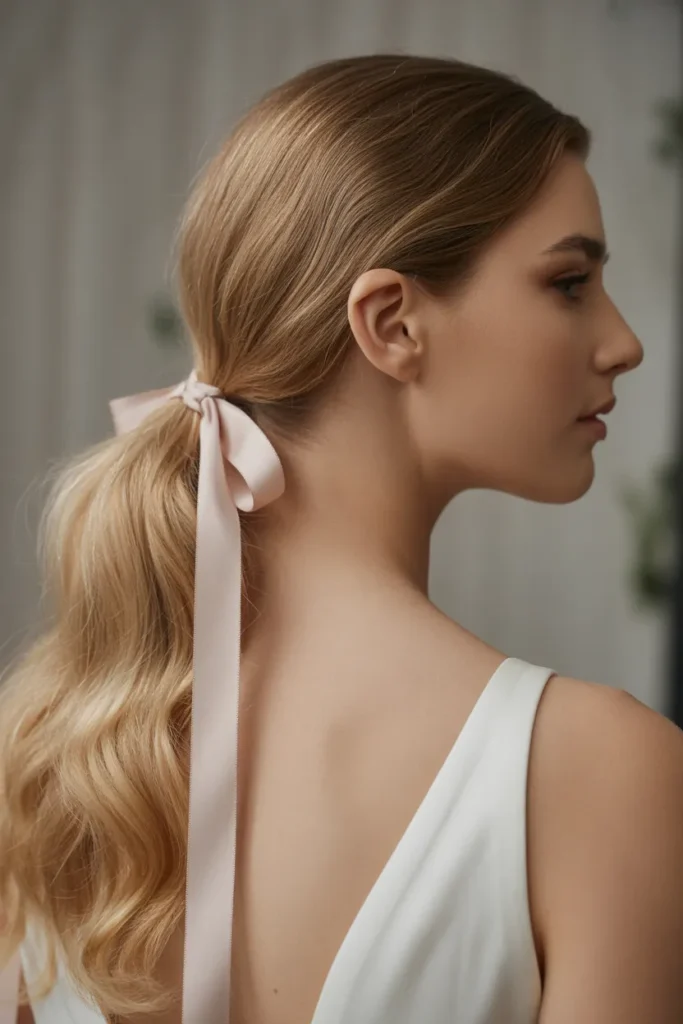 Low Ponytail with Ribbon Accent
