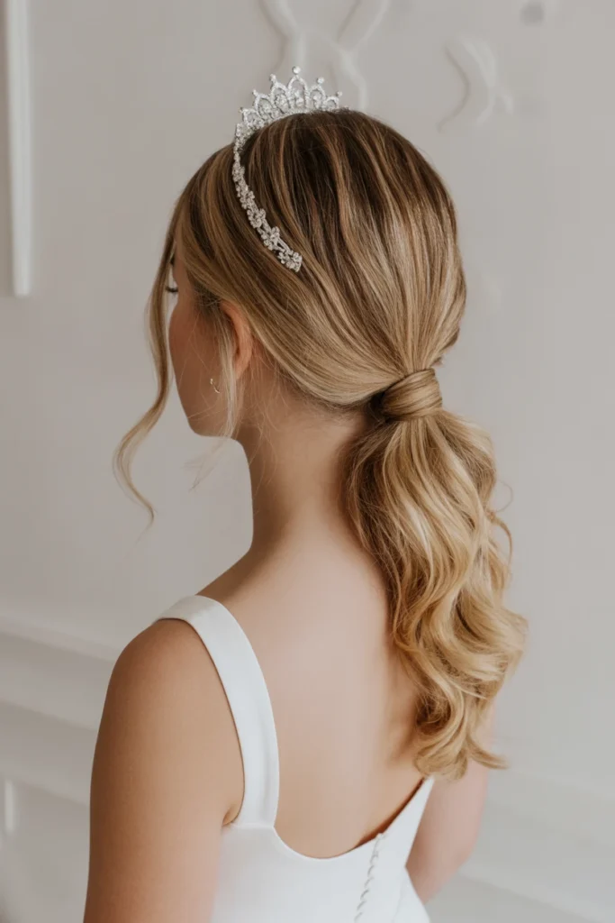 Low Ponytail with Tiara