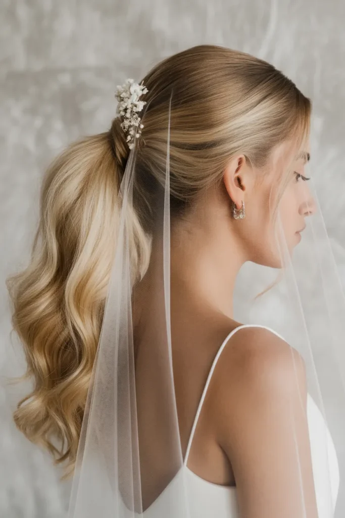 Low Ponytail with Veil