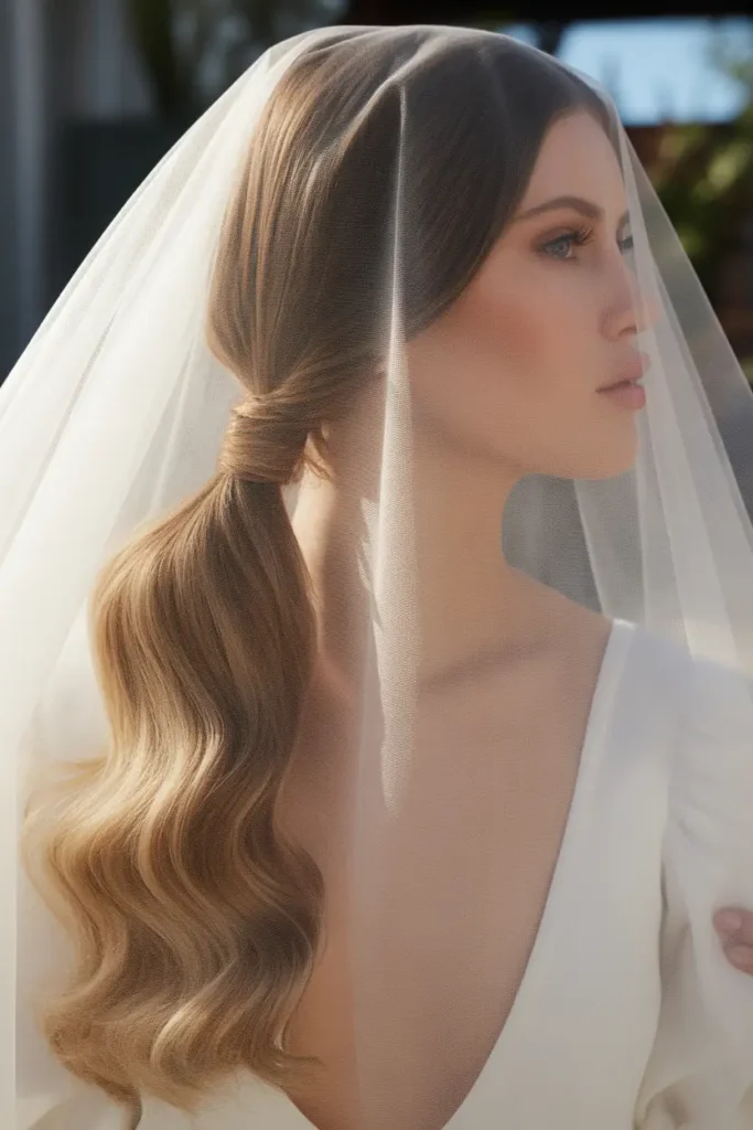 Low Ponytail with Veil