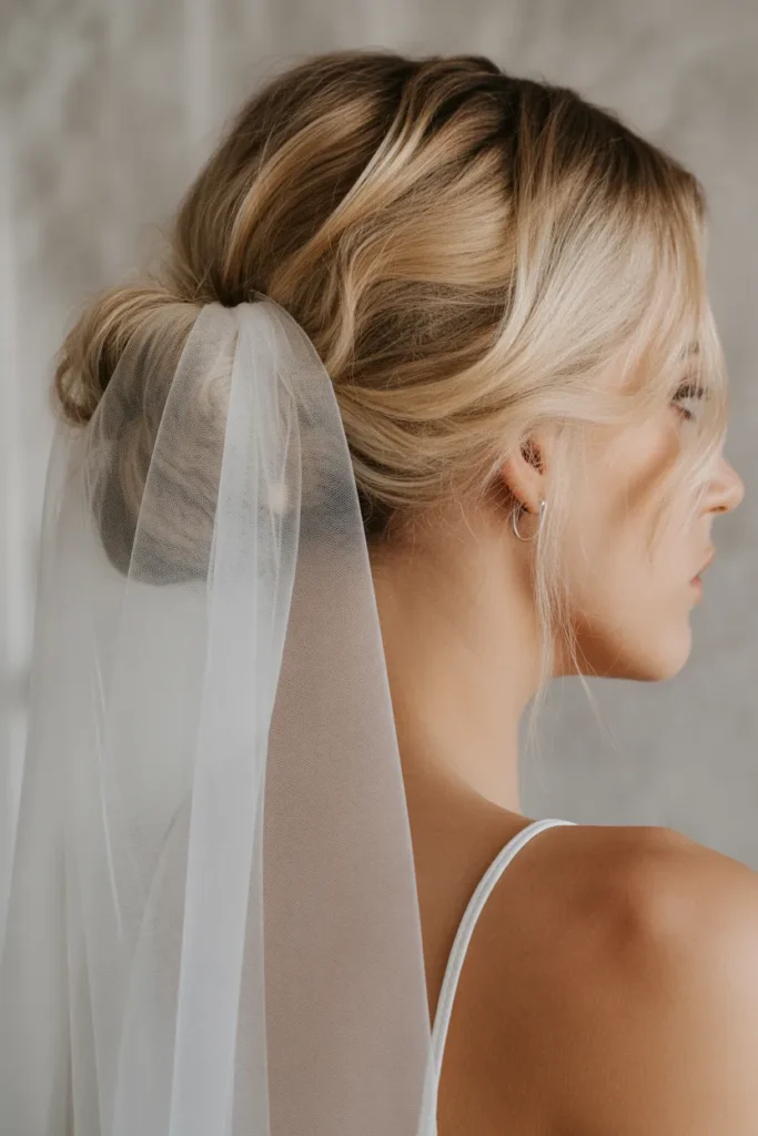 Low Textured Bun with Veil