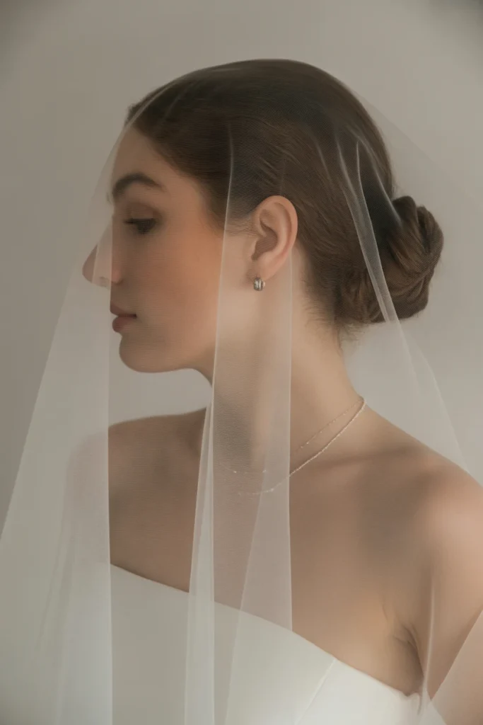 Low Twisted Bun with Veil