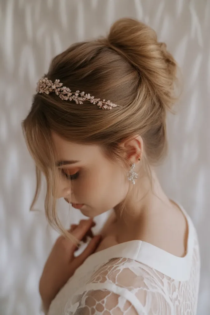 Messy Low Bun with Tiara