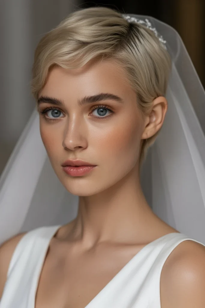Pixie Cut with Veil