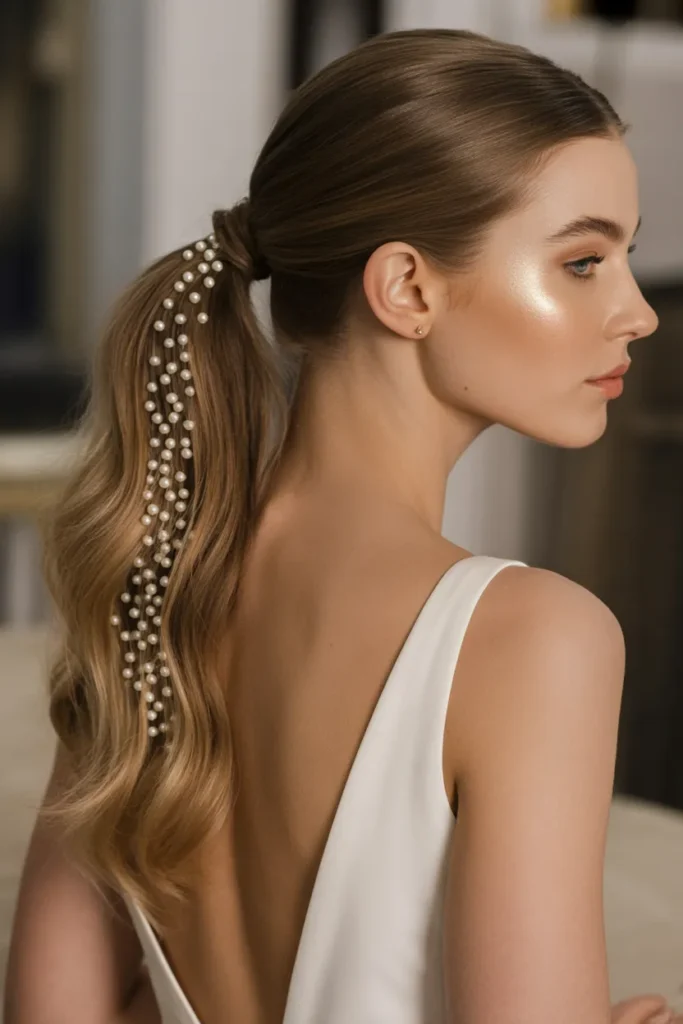 Ponytail with Pearl Details