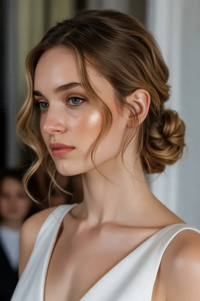 Side Bun with Soft Waves