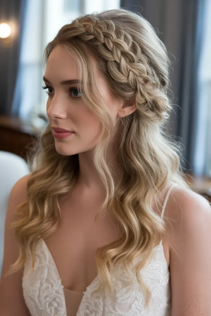 Side French Braid with Waves