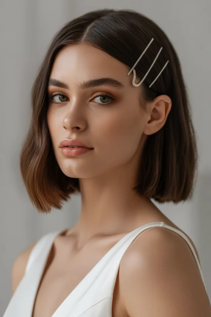 Sleek Bob with Hair Pins