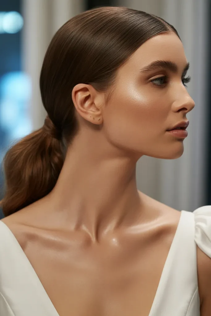 Sleek Low Bridal Ponytail