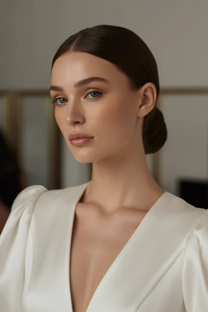 Sleek Low Bun with Middle Part