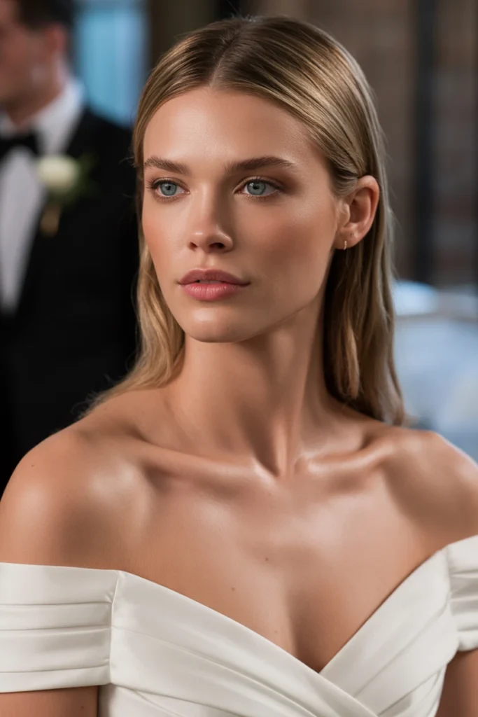 Sleek Straight Hair with Middle Part