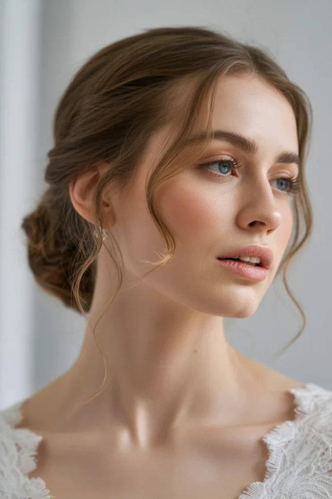 Soft Low Bun with Tendrils