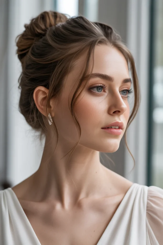 Soft Romantic Bun with Tendrils