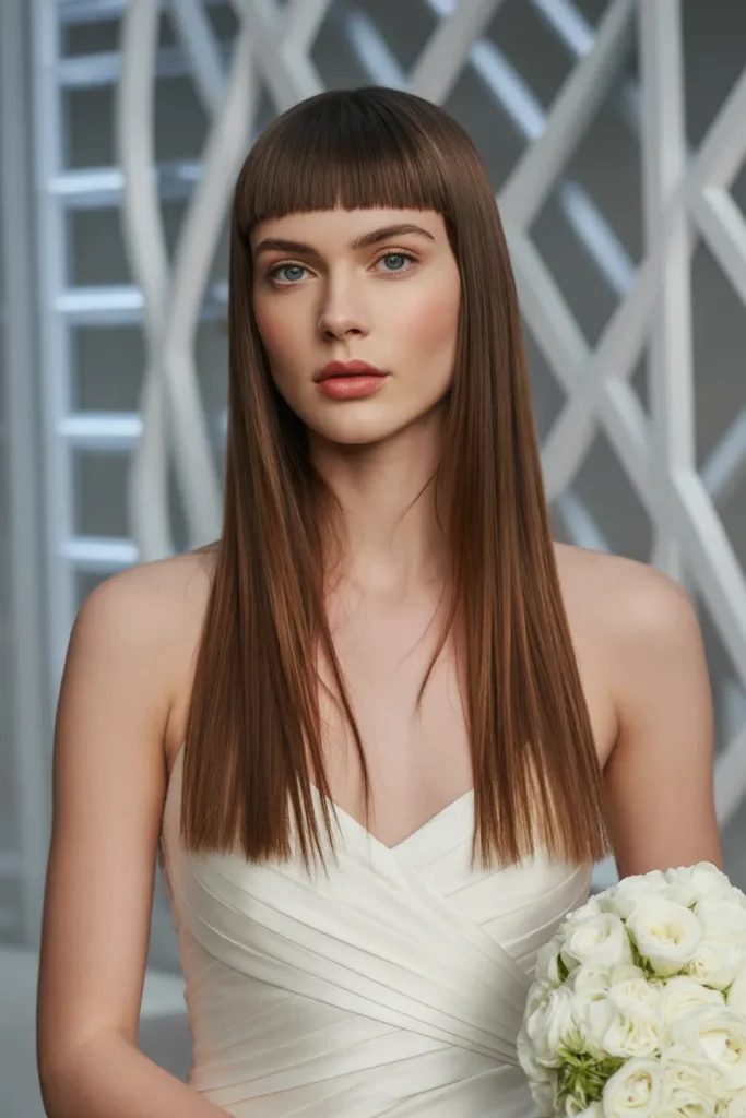 Straight Hair with Blunt Bangs
