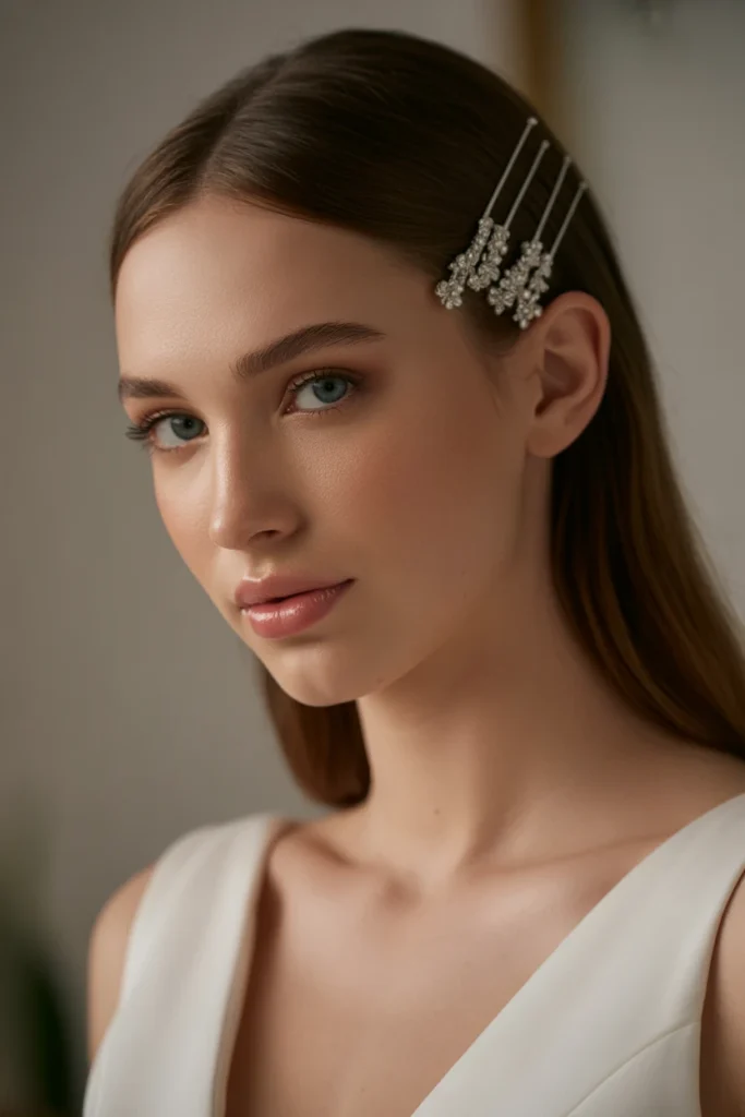 Straight Hair with Side Pins