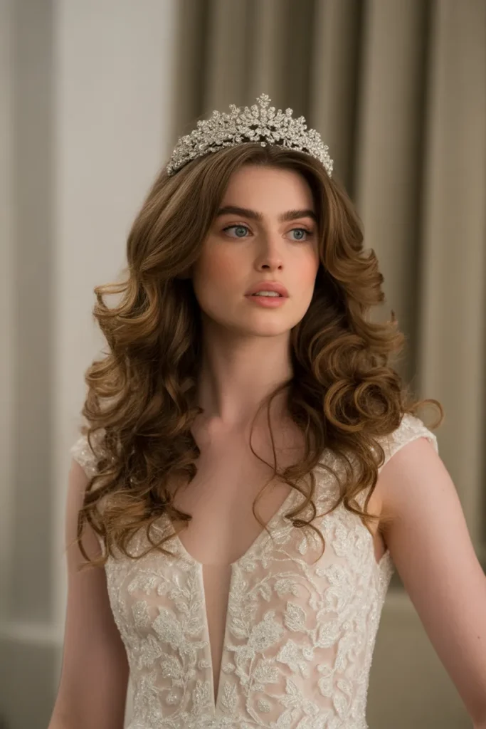 Voluminous Curly Hair with Tiara