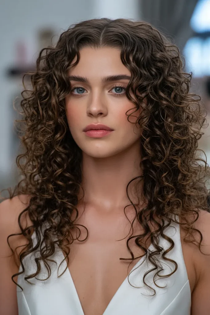 Voluminous Curly Style with Middle Part