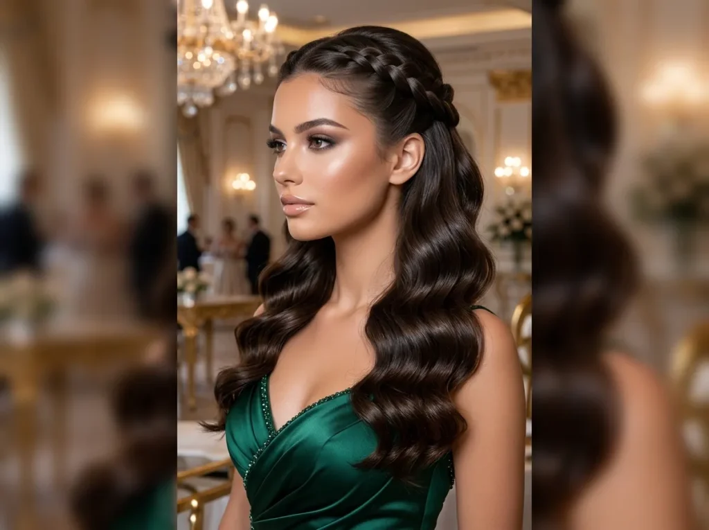 Braided Half Up with Defined Waves