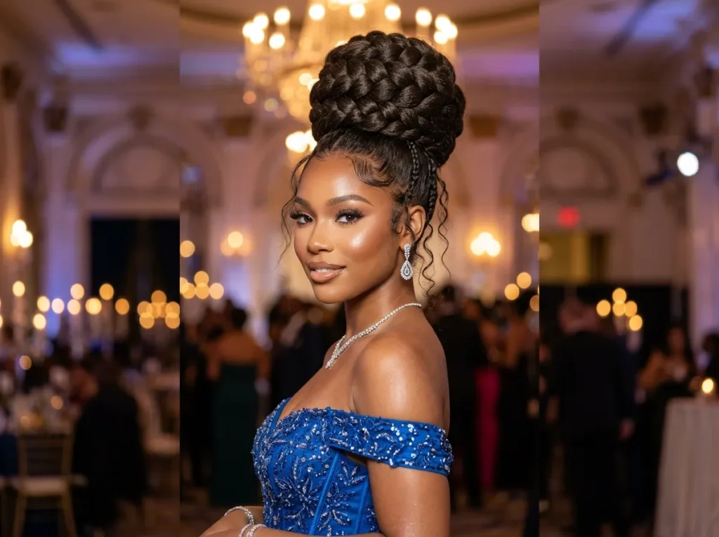 Braided High Bun with Volume