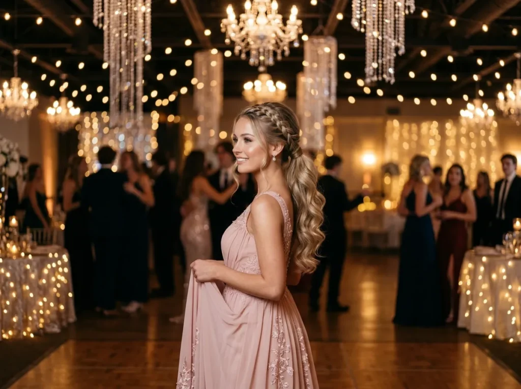Braided Side Ponytail with Curls