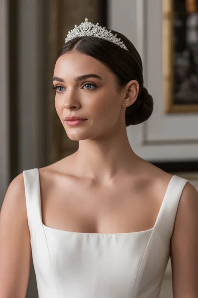 Classic Bridal Bun with Tiara