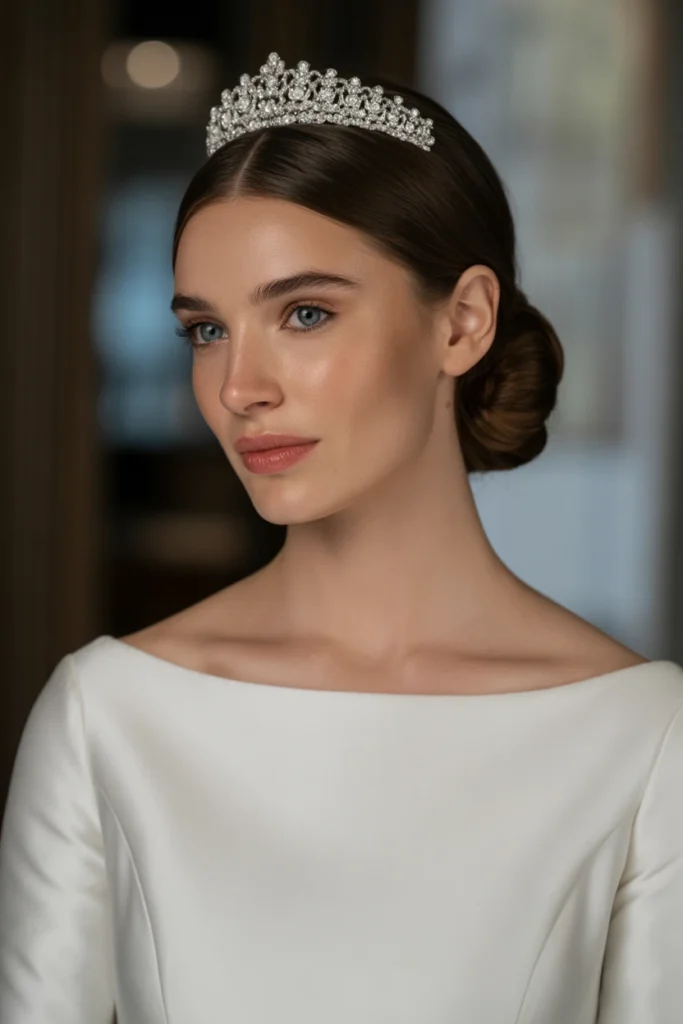 Classic Bridal Bun with Tiara