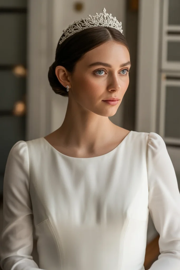 Classic Bridal Bun with Tiara