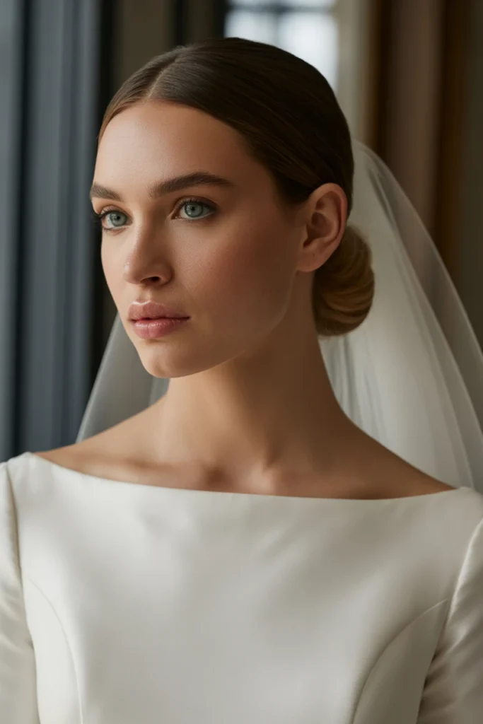 Classic Low Chignon with Veil