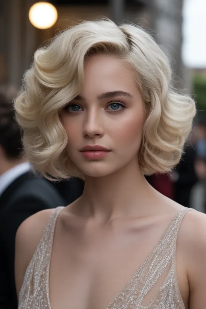 Curled Bob with Side Part