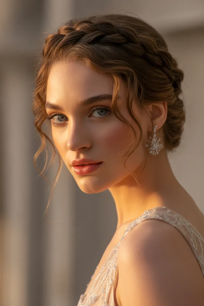 Curly Crown Braid with Waves