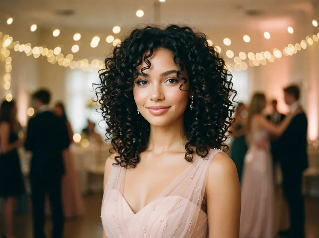Curly Hair with Face-Framing Pieces