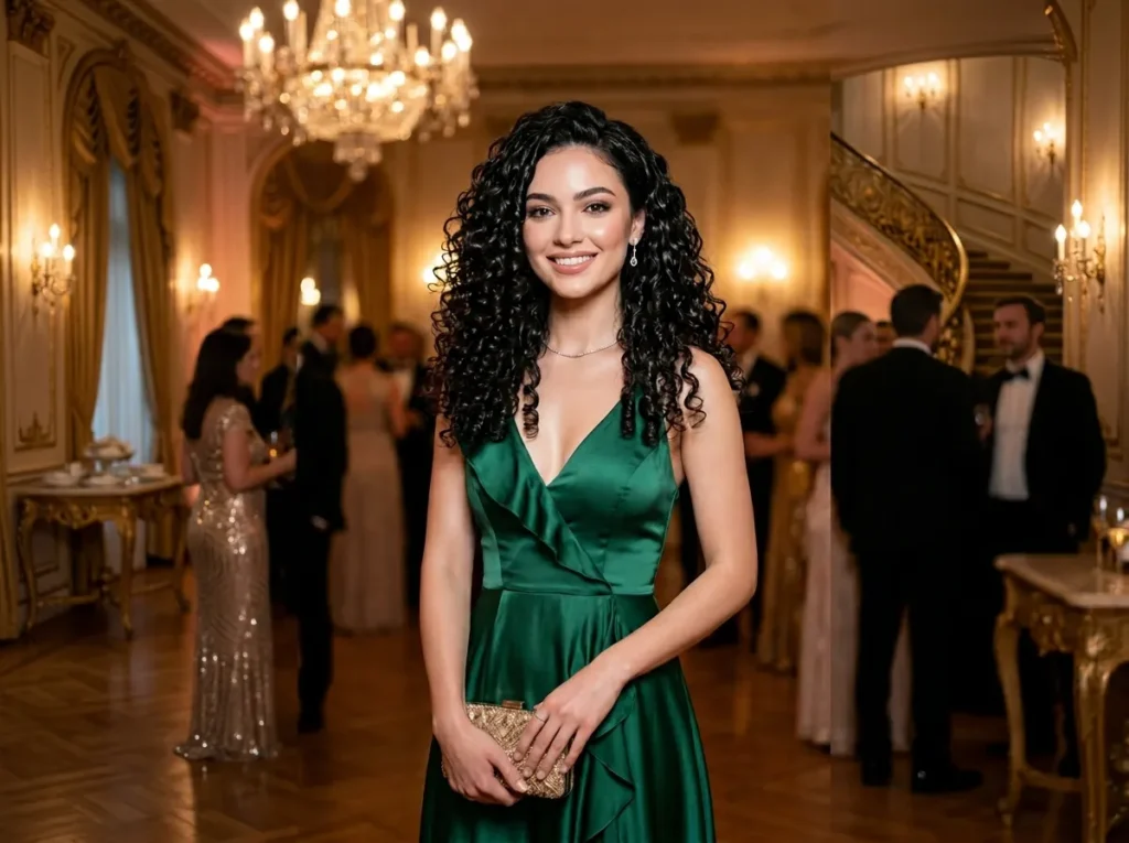 Curly Hair with Glossy Finish