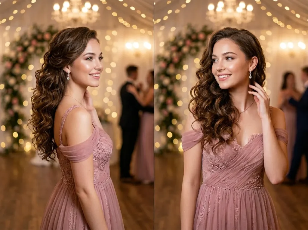 Curly Hair with Side Sweep