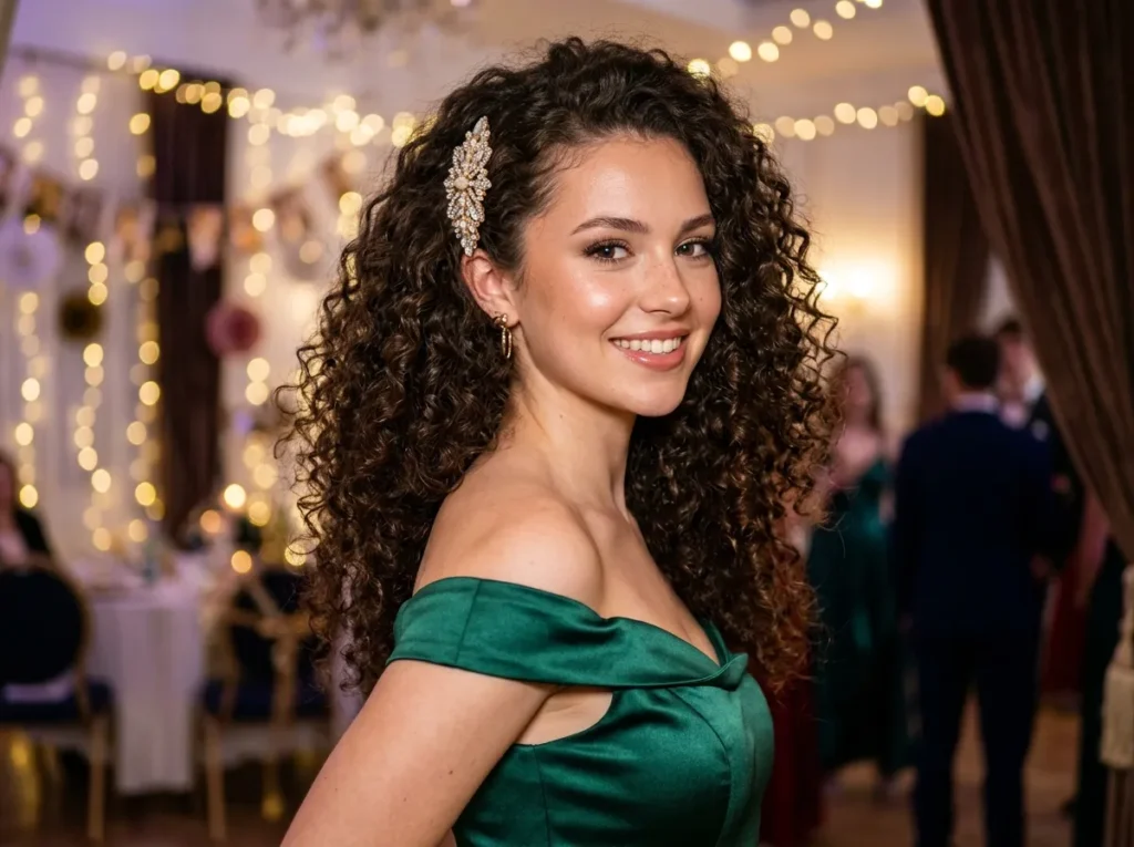 Curly Hair with Statement Clip