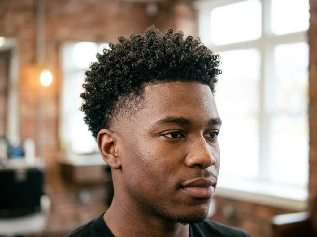 Curly Taper Fade with Defined Curls