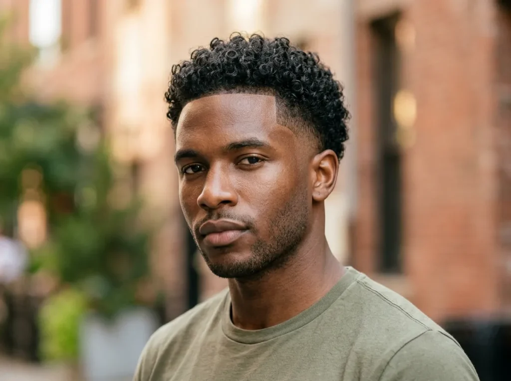 Curly Temple Fade