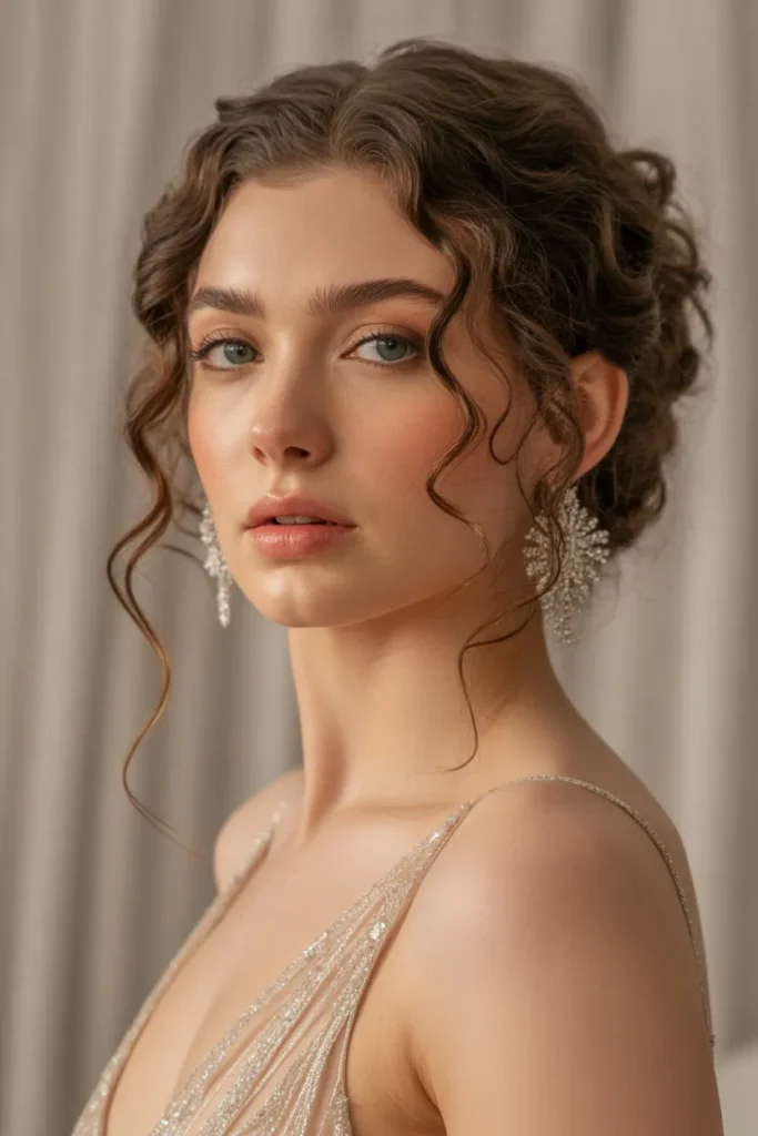 Curly Updo with Tendrils