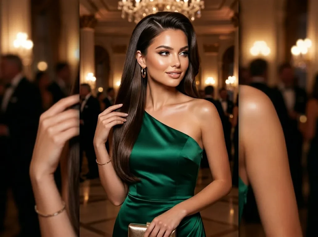 Deep Side Part Sleek Hair