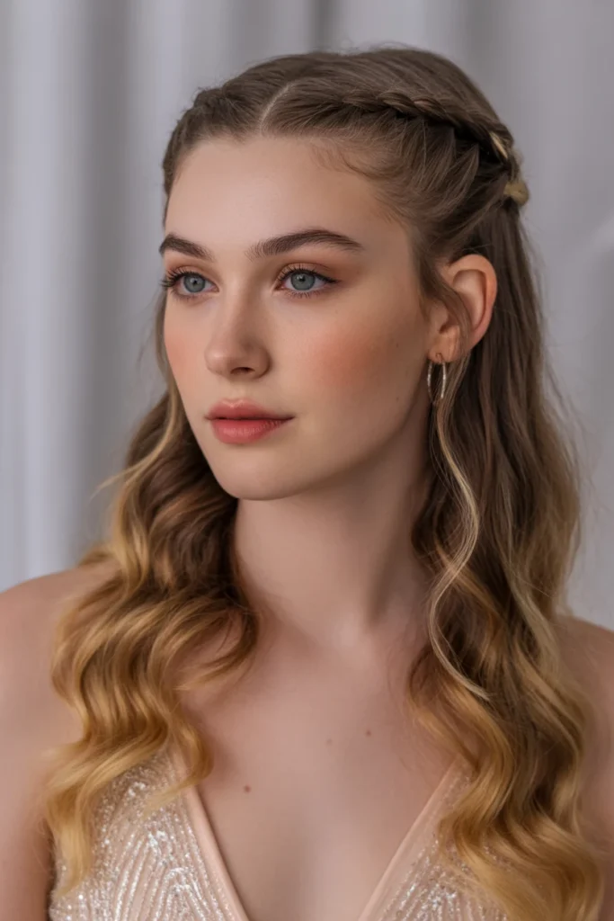 Double Braided Half-Up Style